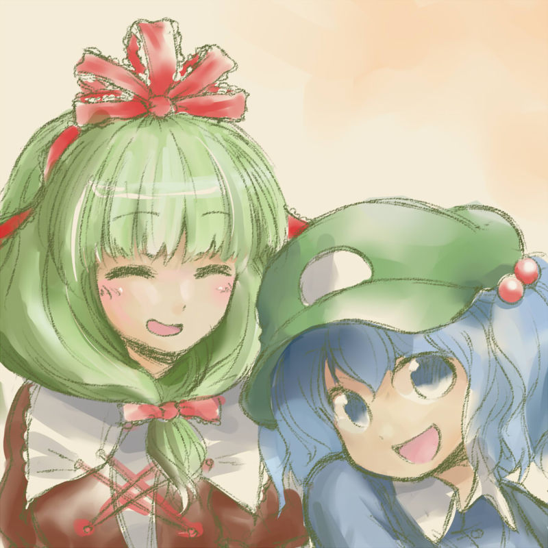 kawashiro nitori and kagiyama hina (touhou) drawn by abekawa
