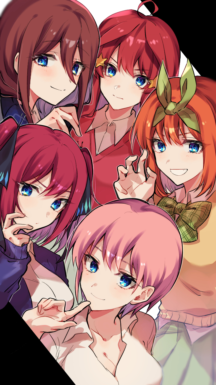 nakano nino, nakano miku, nakano yotsuba, nakano itsuki, and nakano ichika (go-toubun no hanayome) drawn by hotate_3102