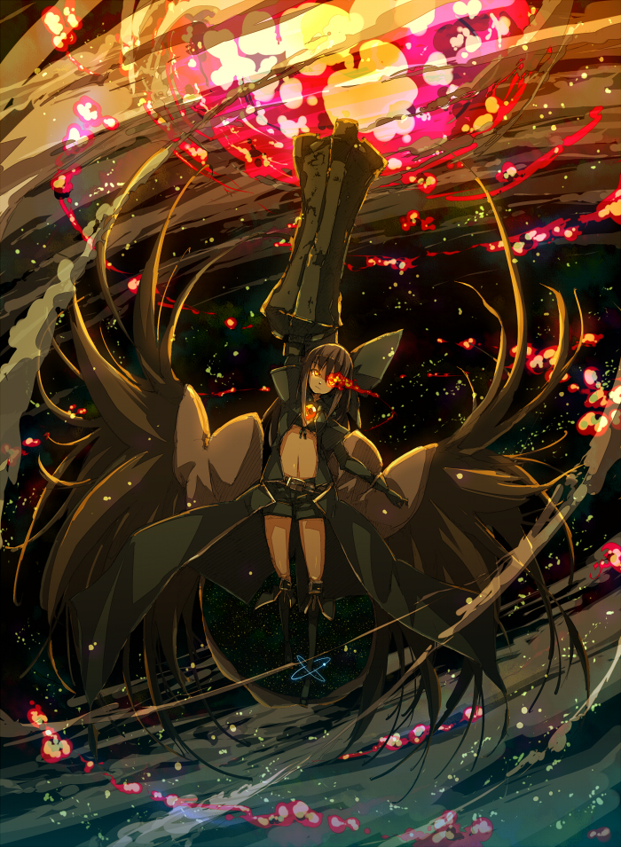 reiuji utsuho and black rock shooter (touhou and 1 more) drawn by page_(page1555)