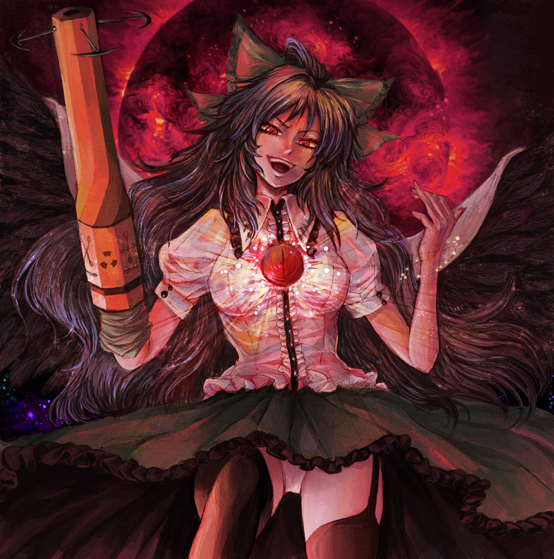 reiuji utsuho (touhou) drawn by chihiro_(kemonomichi) and takatora