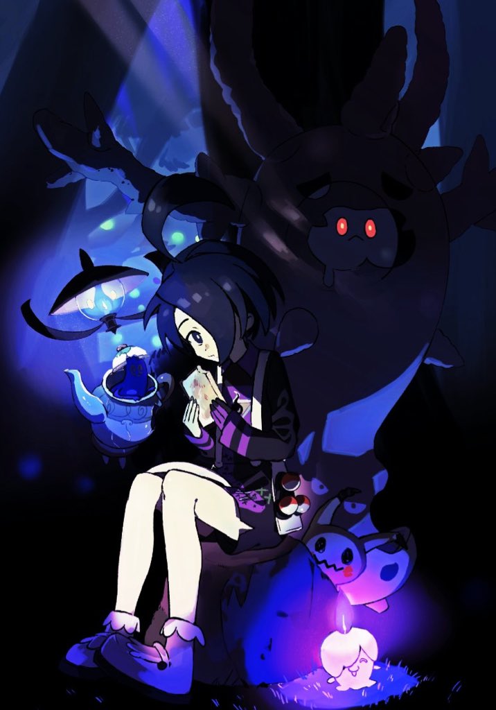 mimikyu, litwick, allister, polteageist, lampent, and 1 more (pokemon and 1 more) drawn by kogeta_okoge