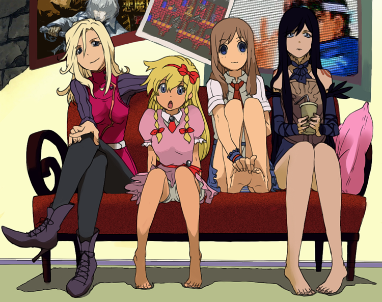 charlotte aulin, richter belmont, maria renard, shanoa, soma cruz, and 1 more (soul eater and 2 more) drawn by itou_yoshiyuki and salt_(reincarnation)