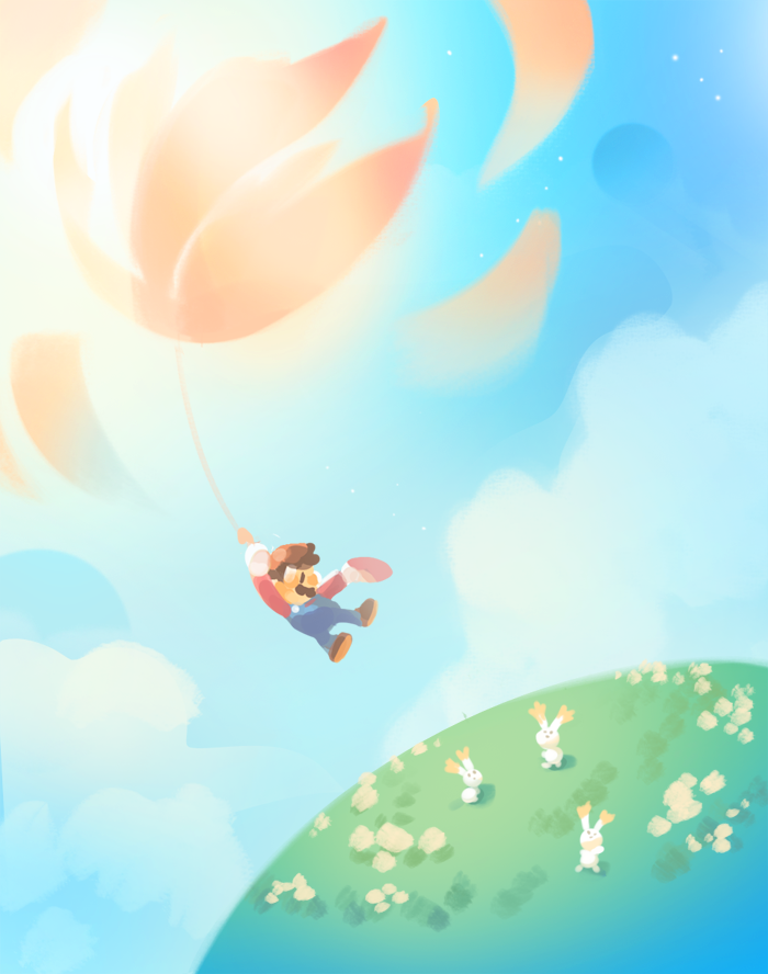 mario and star bunny (mario and 1 more) drawn by gigi_d.g.