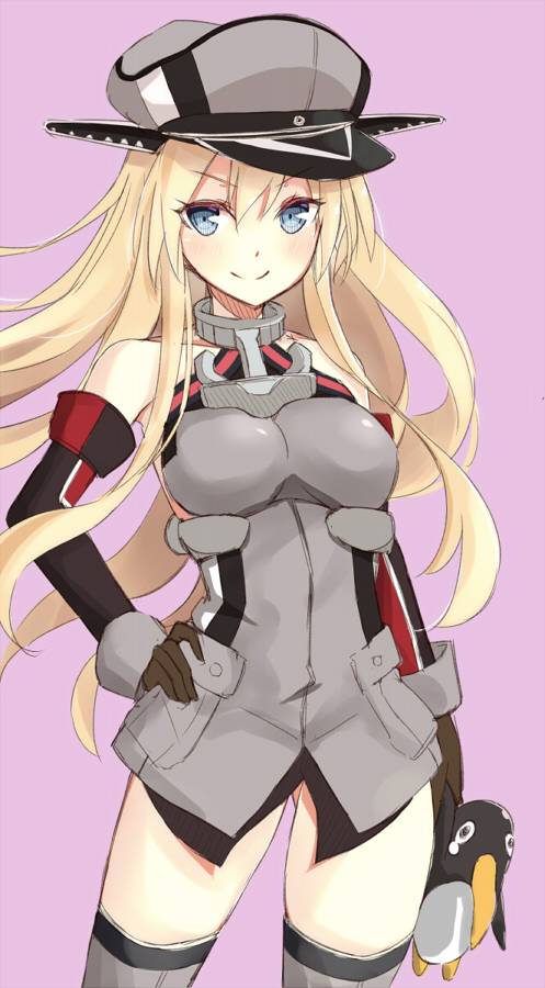 bismarck and failure penguin (kantai collection) drawn by takehana_note
