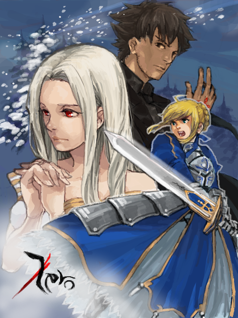 artoria pendragon, saber, emiya kiritsugu, and irisviel von einzbern (fate and 1 more)