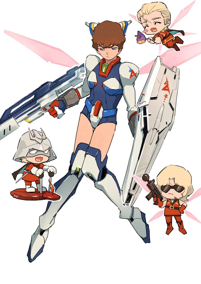 char aznable, rx-78-2 gundam, and amuro ray (gundam and 1 more) drawn by ekomozzarella