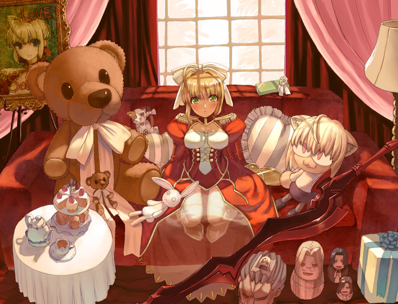 nero claudius, illyasviel von einzbern, ciel, heracles, neco-arc, and 3 more (fate and 2 more) drawn by sasaki_shounen