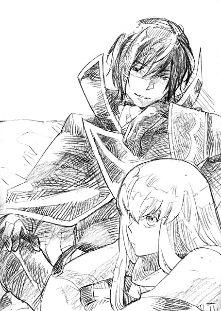 c.c. and lelouch vi britannia (code geass) drawn by kigi_tatsumi
