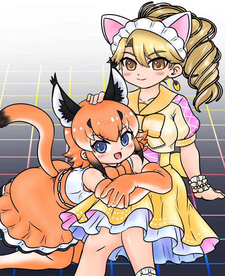 caracal and ichimonji maya (kemono friends and 2 more) drawn by edamamezooooo