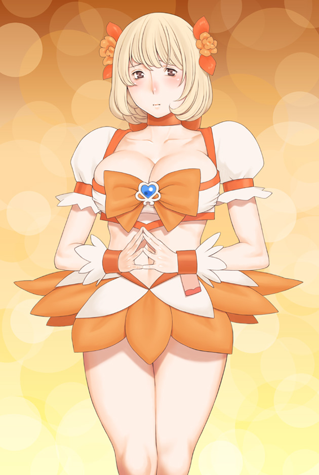 cure sunshine and aoki yuriko (precure and 2 more) drawn by takasugi_kou