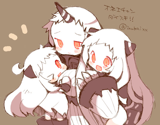 northern ocean princess, seaport princess, and airfield princess (kantai collection) drawn by wishbone