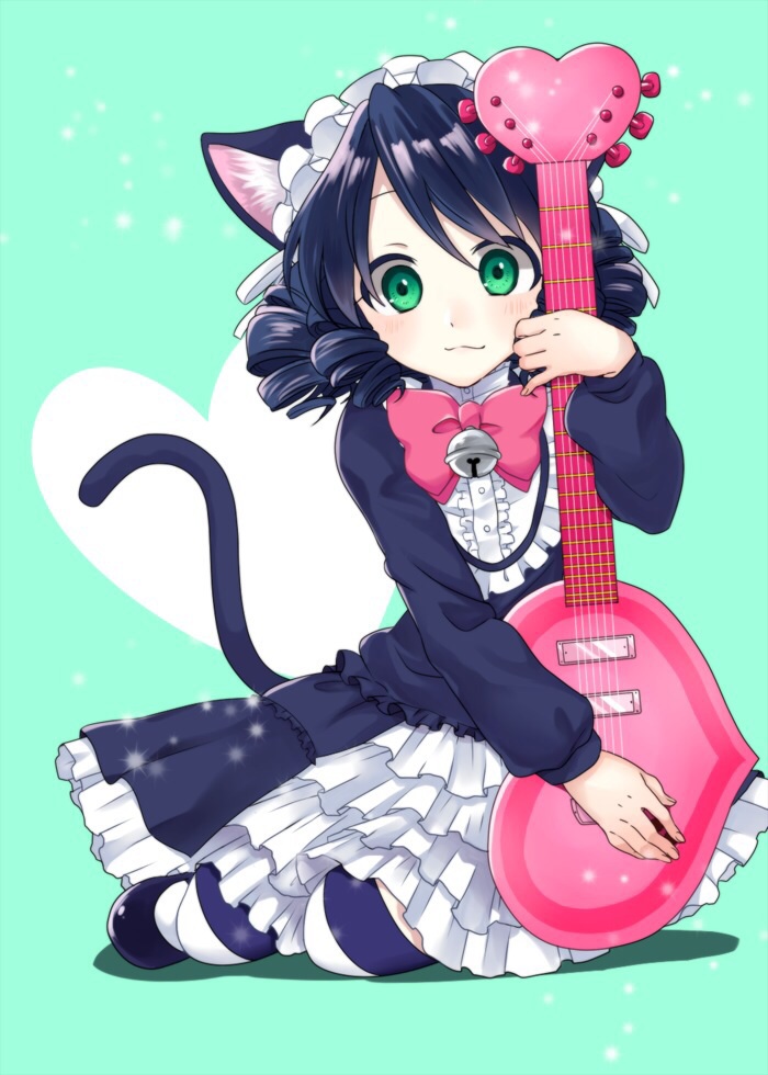 cyan and strawberry heart (show by rock!!) drawn by m_0506
