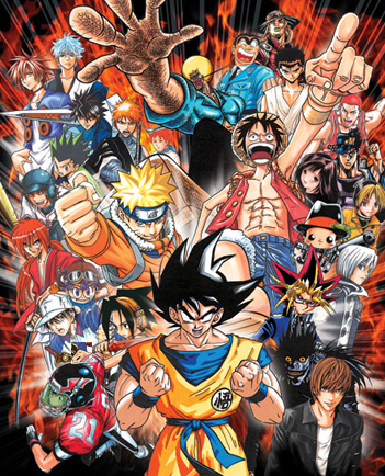 kujo jotaro, son goku, monkey d. luffy, uzumaki naruto, sakata gintoki, and 22 more (jojo no kimyou na bouken and 32 more)