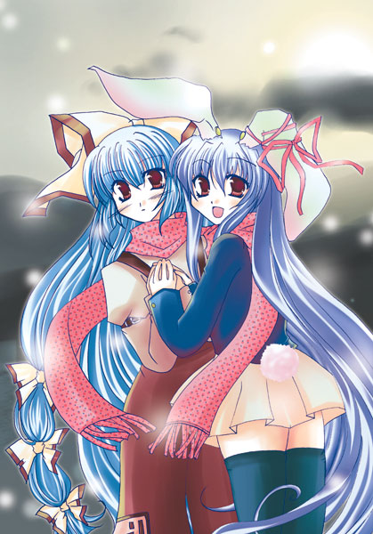 reisen udongein inaba and fujiwara no mokou (touhou) drawn by narumi_(sweet-potato)