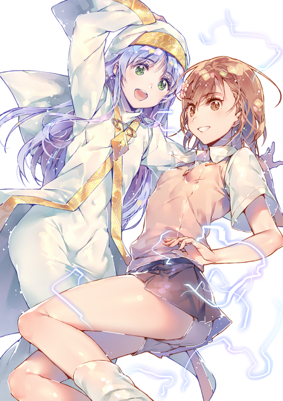 misaka mikoto and index (toaru majutsu no index and 1 more) drawn by dsmile