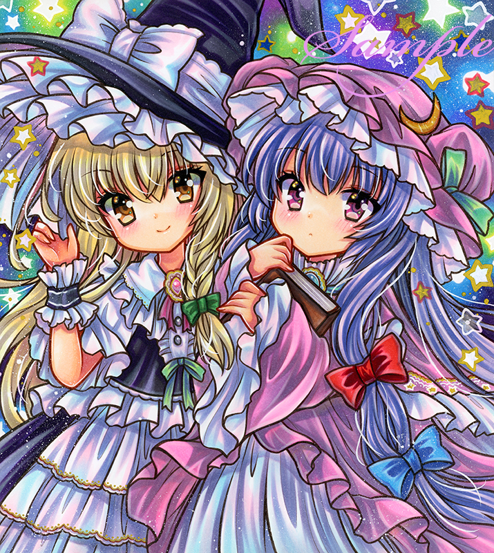 kirisame marisa and patchouli knowledge (touhou) drawn by rui_(sugar3)