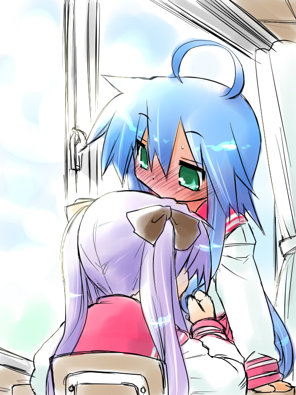 hiiragi kagami and izumi konata (lucky star) drawn by kogaku_kazuya