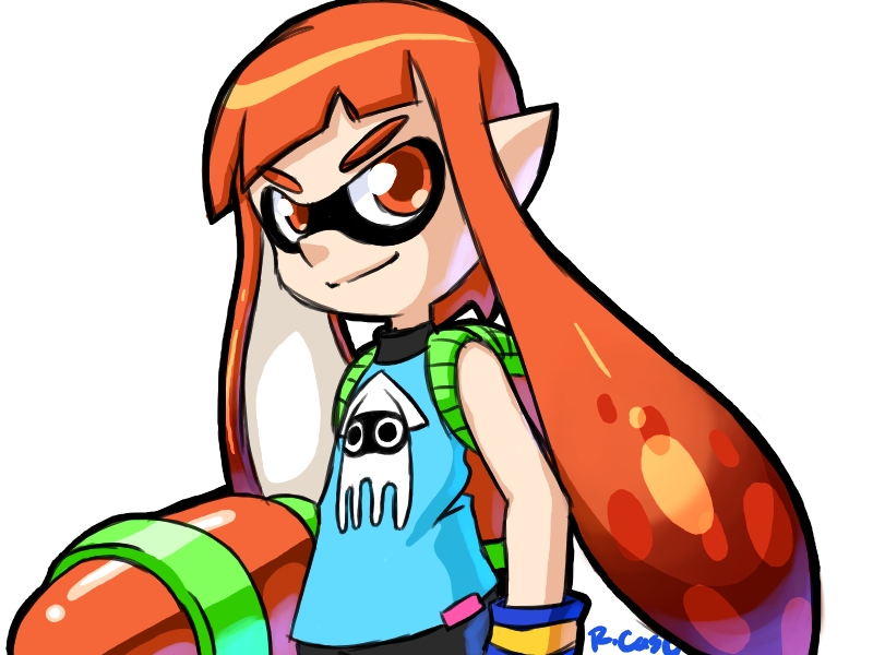 inkling player character, inkling girl, and blooper (splatoon and 2 more) drawn by robert_j_case