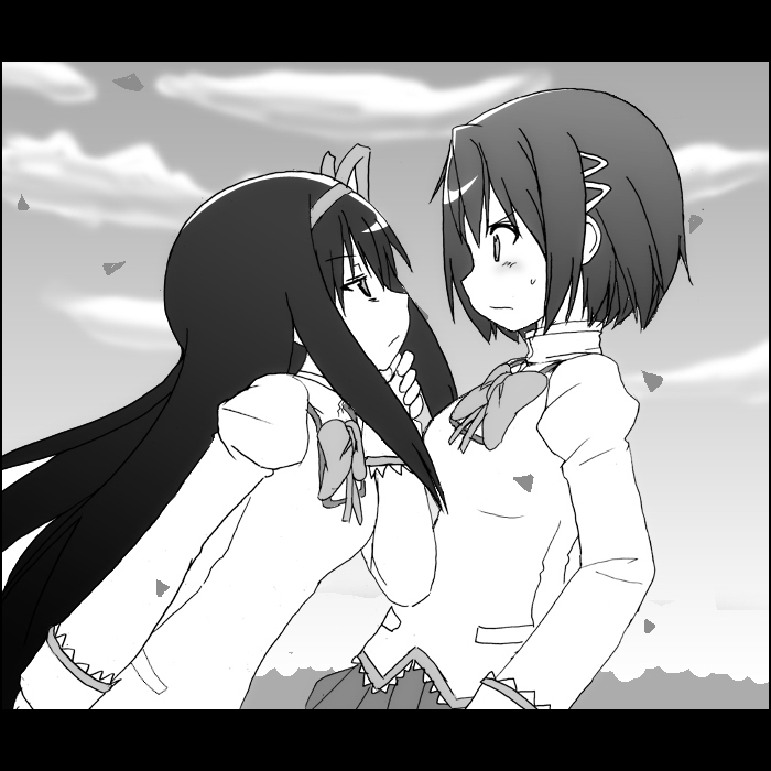 akemi homura and miki sayaka (mahou shoujo madoka magica and 1 more) drawn by rushou_kei