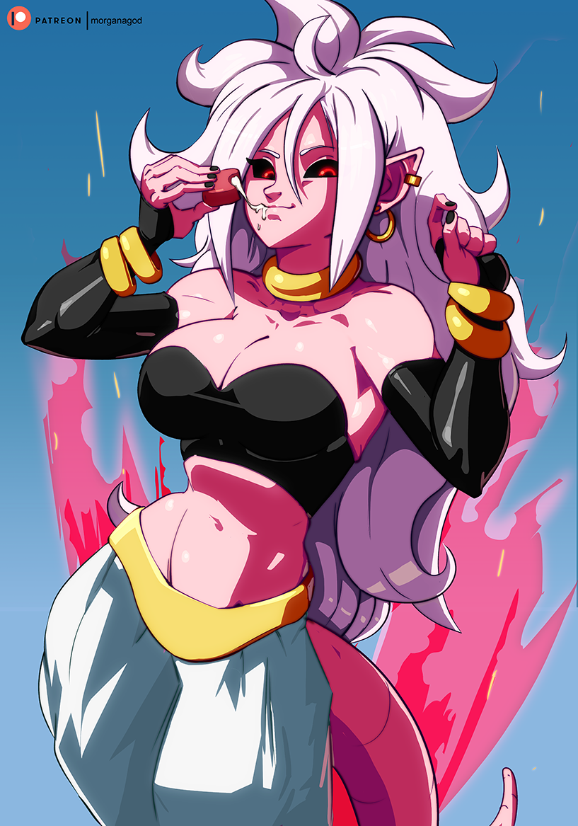 android 21 and majin android 21 (dragon ball and 1 more) drawn by morganagod