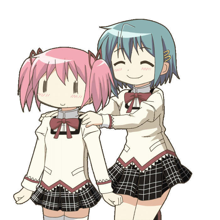 kaname madoka and miki sayaka (mahou shoujo madoka magica) drawn by hangaku