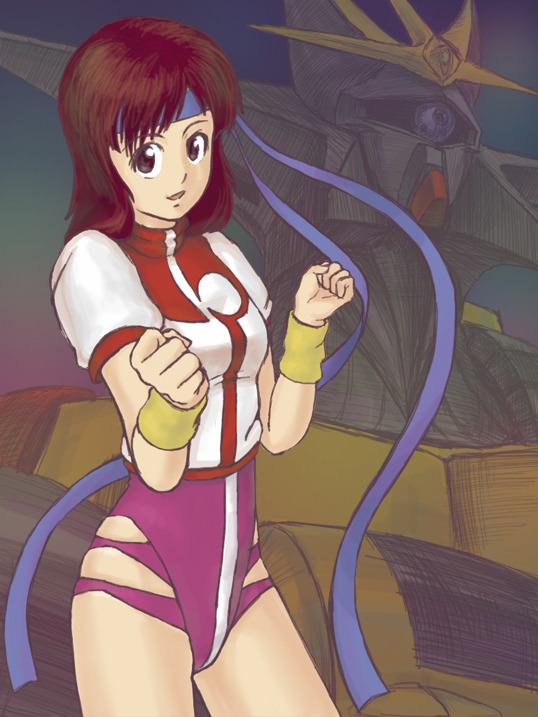 takaya noriko and gunbuster (top wo nerae!) drawn by tanaka_hirotaka