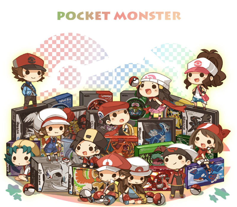 dawn, may, hilda, red, ethan, and 6 more (pokemon and 6 more) drawn by bosutafu