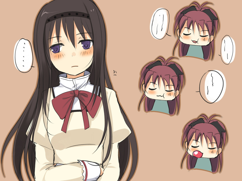 akemi homura and sakura kyoko (mahou shoujo madoka magica) drawn by jing_hu
