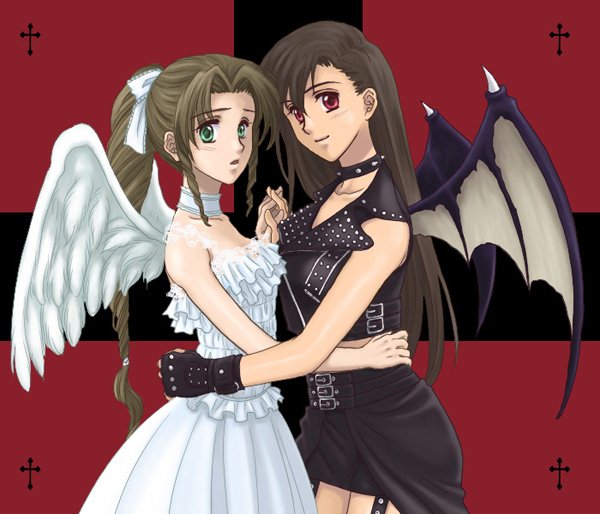 tifa lockhart and aerith gainsborough (final fantasy and 1 more) drawn by akaza_shiro