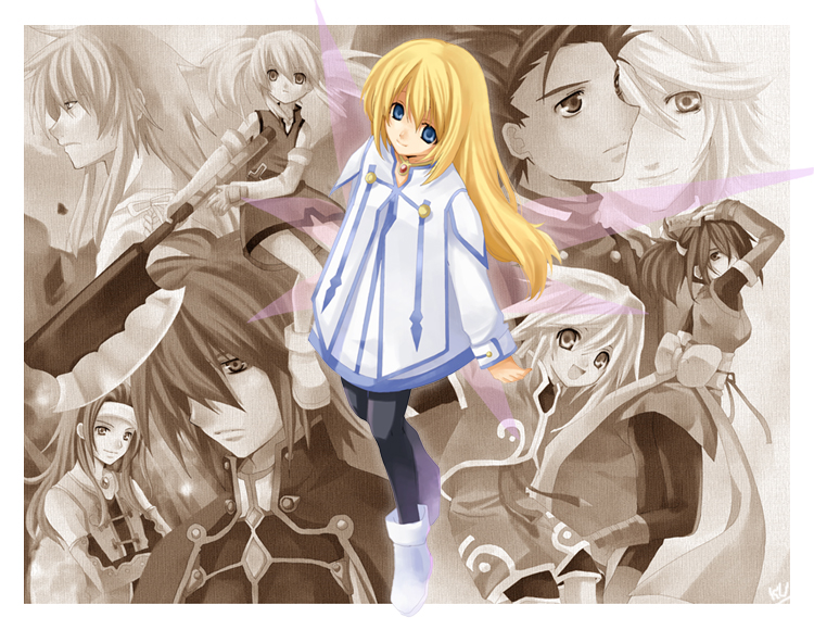 colette brunel, lloyd irving, fujibayashi sheena, zelos wilder, presea combatir, and 4 more (tales of and 1 more) drawn by kurot