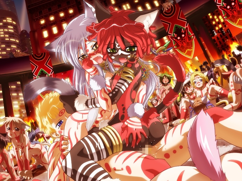 filho rossi, foxbat, and nacha leavy muses (cannonball ~neko neko machine mou-race!~) drawn by koume_keito