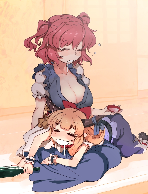 ibuki suika and onozuka komachi (touhou) drawn by rkrk