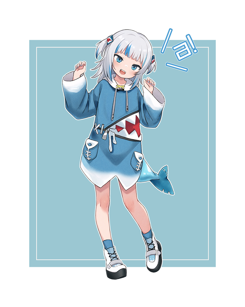 gawr gura (hololive and 1 more) drawn by luckyeldayo