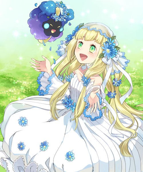 lillie and cosmog (pokemon and 1 more) drawn by sasairebun