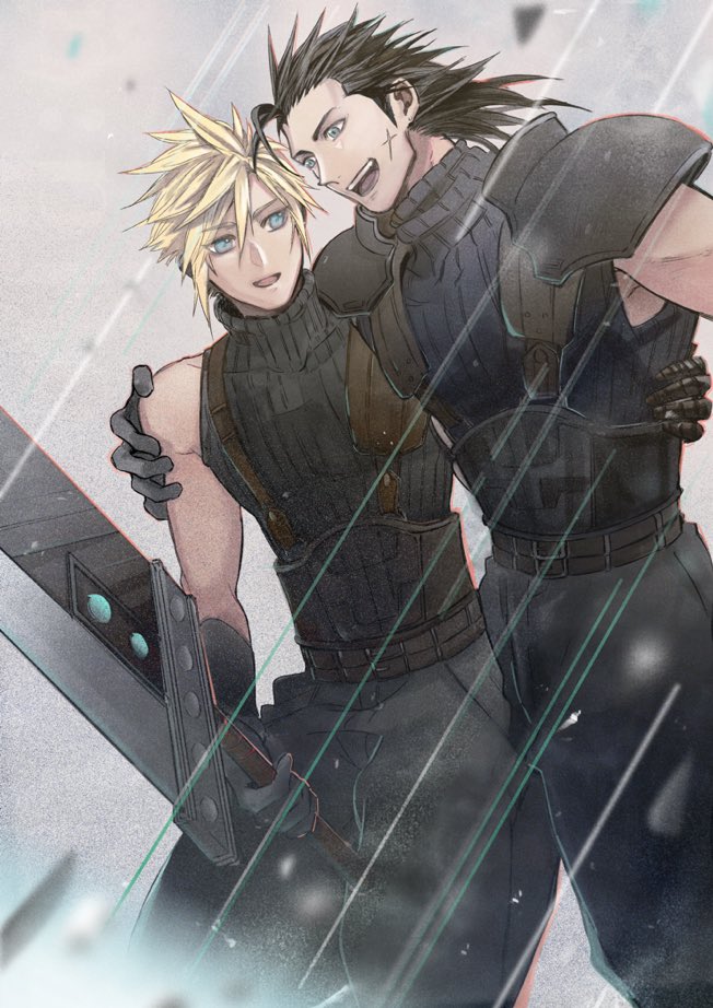 cloud strife and zack fair (final fantasy and 2 more) drawn by 2b_fff