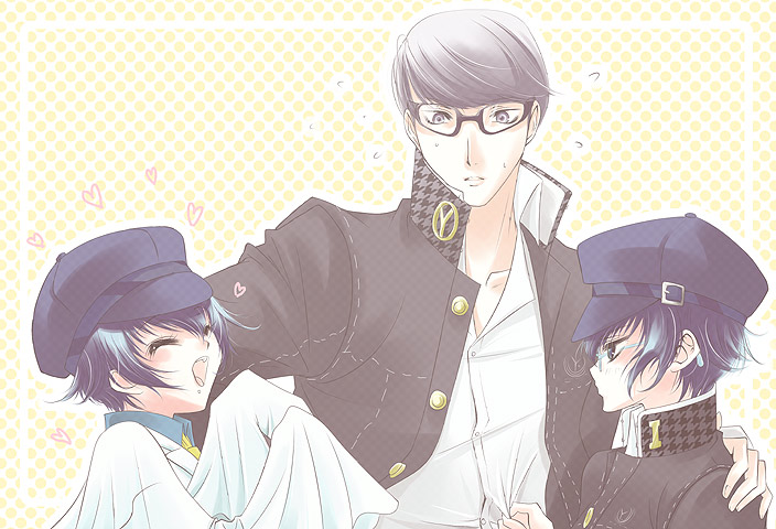 narukami yu, shirogane naoto, and shadow naoto (persona and 1 more) drawn by sakurasawa_yukino
