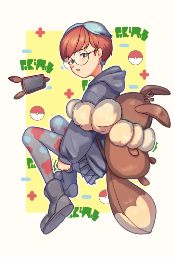 eevee and penny (pokemon and 1 more) drawn by shirabejika_sk
