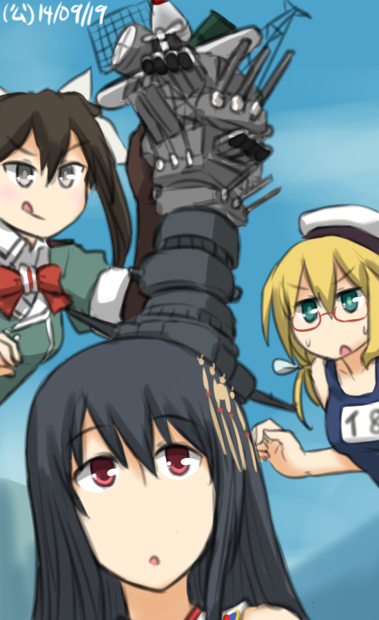 fusou, i-8, and tone (kantai collection) drawn by hamu_koutarou
