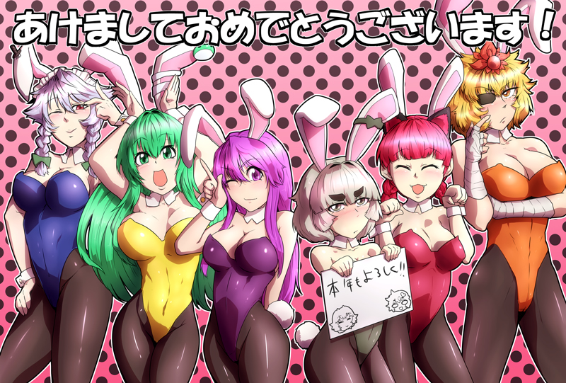 izayoi sakuya, kochiya sanae, konpaku youmu, reisen udongein inaba, kaenbyou rin, and 1 more (touhou) drawn by sagattoru