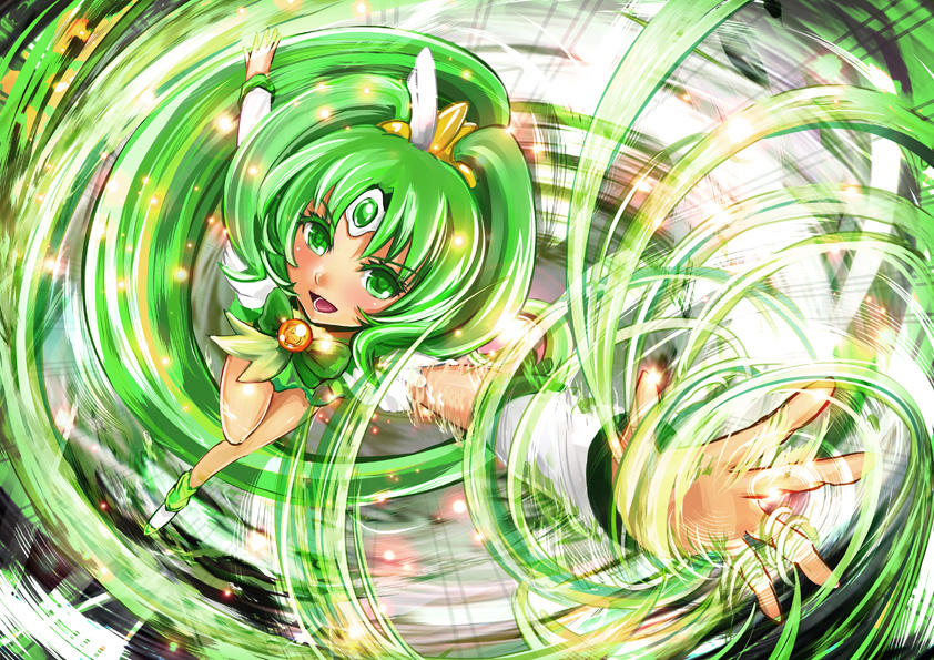 midorikawa nao and cure march (precure and 1 more) drawn by yamasan_(hachiman)
