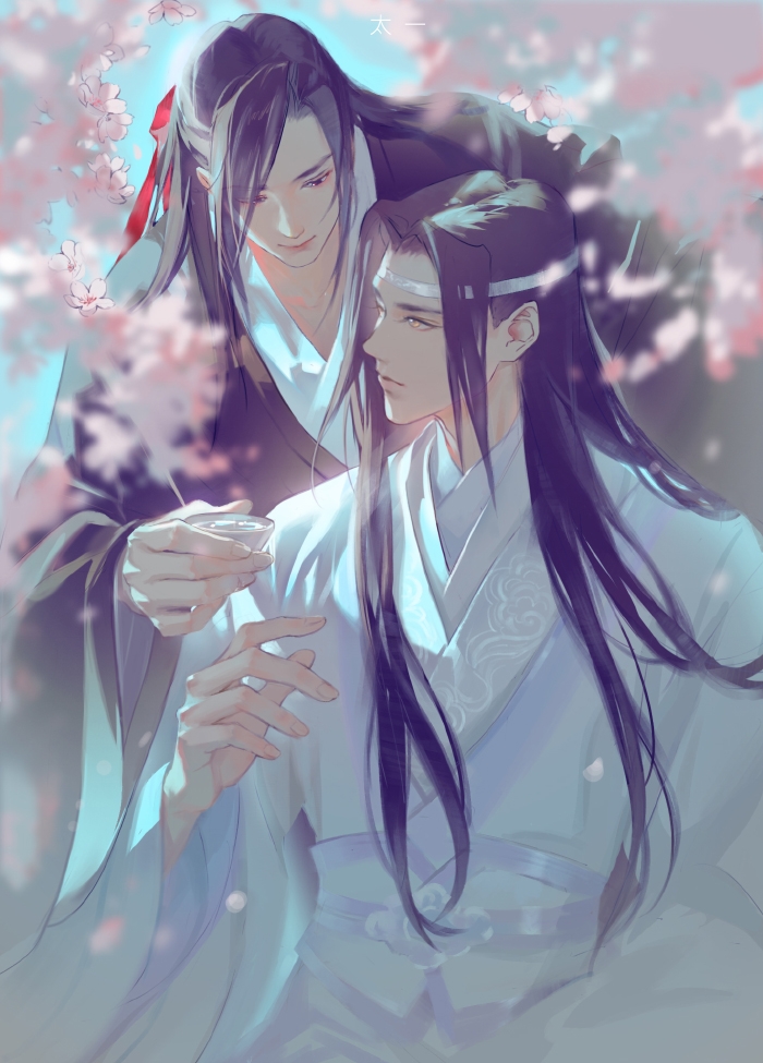 wei wuxian and lan wangji (modao zushi) drawn by oten