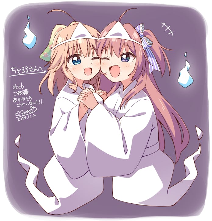 azuse matsuri and nishizono kanna (kimi e okuru sora no hana) drawn by haru_(konomi_150)