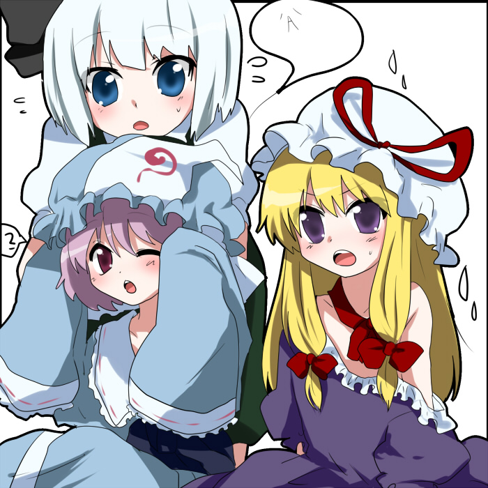 konpaku youmu, yakumo yukari, and saigyouji yuyuko (touhou) drawn by marimo_danshaku