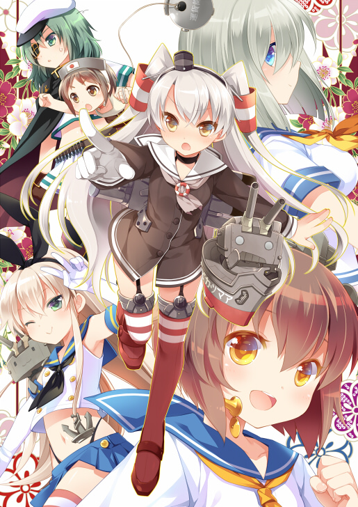 shimakaze, hamakaze, amatsukaze, yukikaze, rensouhou-chan, and 3 more (kantai collection) drawn by arima_(yukagen)