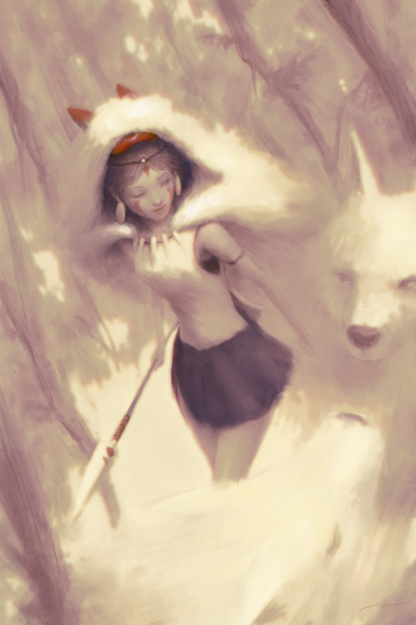 san and moro no ichizoku (mononoke hime) drawn by alex_chow
