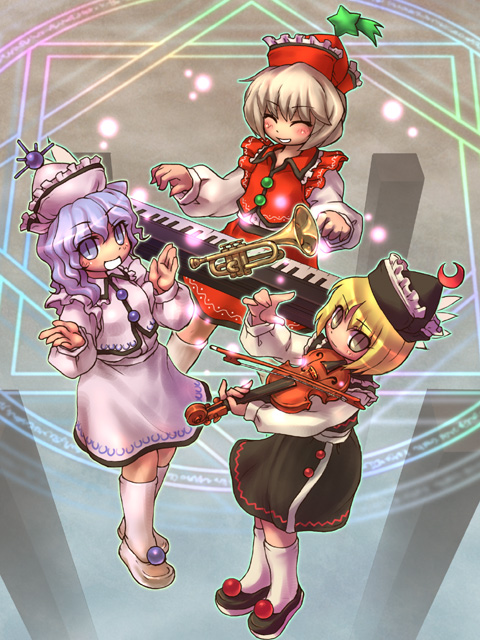 lunasa prismriver, merlin prismriver, and lyrica prismriver (touhou) drawn by sankuma