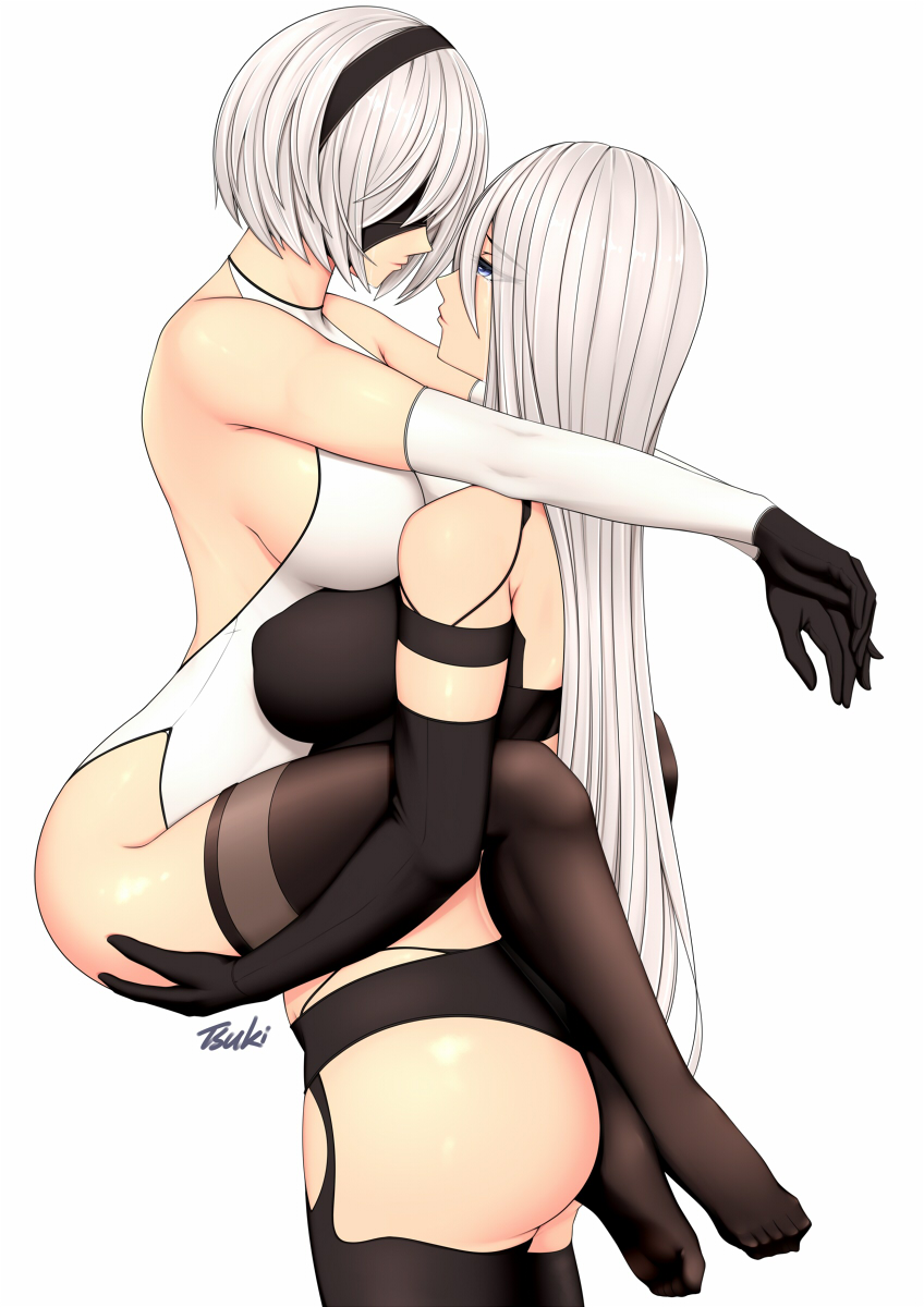 2b and a2 (nier and 1 more) drawn by ryu_seung