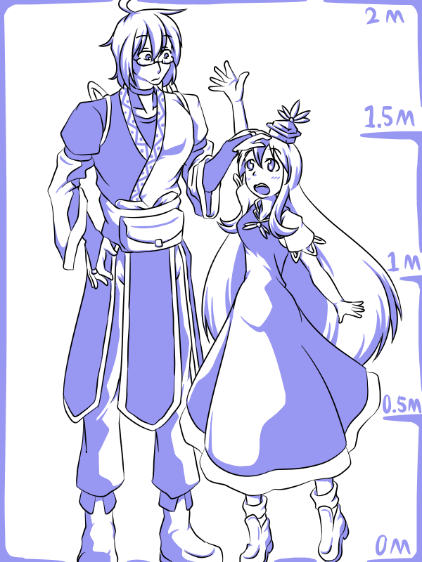 kamishirasawa keine and morichika rinnosuke (touhou) drawn by kujiraya