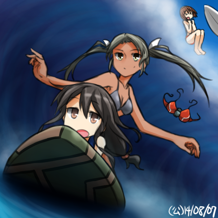 zuikaku, hatsushimo, and natori (kantai collection) drawn by hamu_koutarou