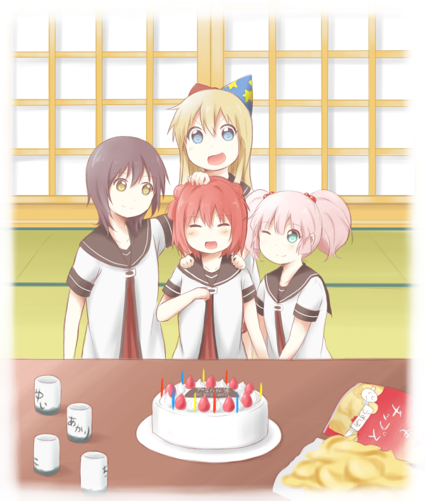 toshinou kyouko, akaza akari, funami yui, and yoshikawa chinatsu (yuruyuri) drawn by sasakura07_(sskr07)